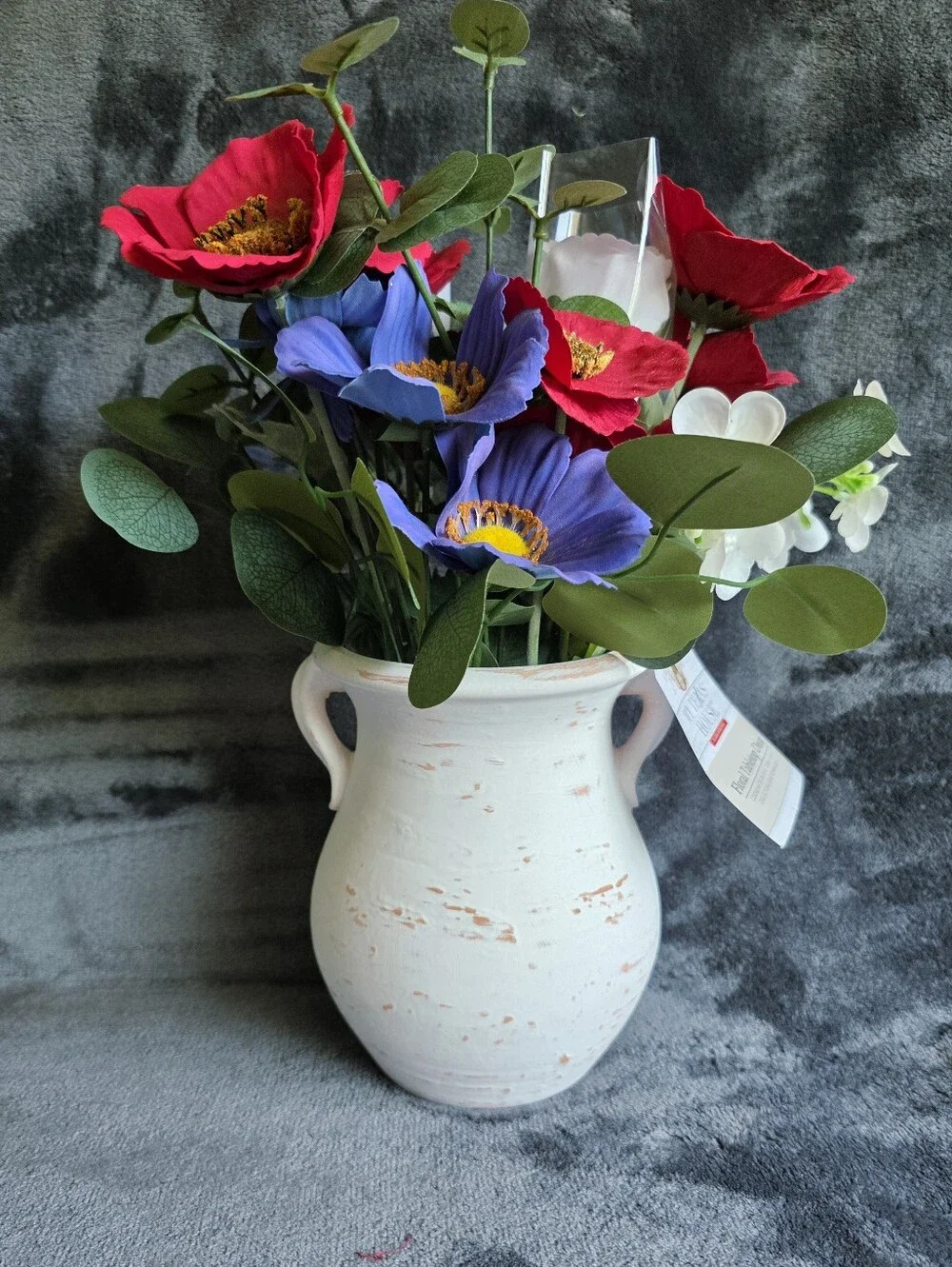New Viral My Texas House Faux Poppies in Rustic Vase 16.5